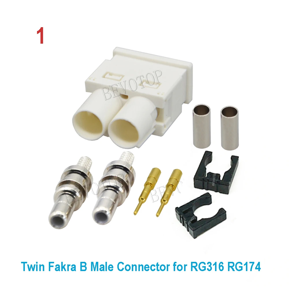 2Pcs/Lot Twin Fakra B Z Male/Female Straight/Right Angle 90° RF Coaxial Wire Connectors for RG316 RG174 Pigtail Cabl 50 Ohm
