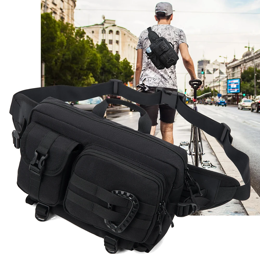 

Tactical Men's Waist Bag Airsoft Multi-Functional Single Shoulder Crossbody Chest Pack Pouch for Sports Hunting Hiking Climbing
