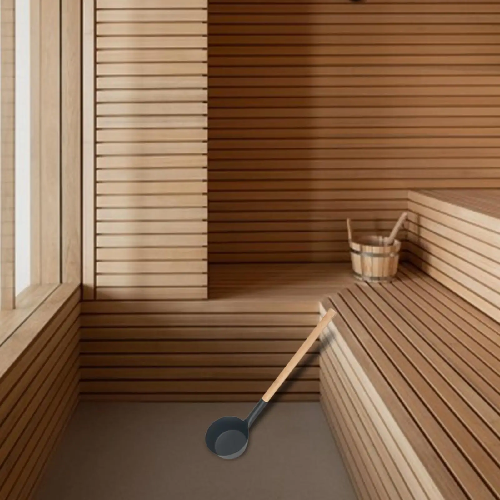 

Sauna Ladle Comfortable to Hold with Long Handle Bathroom Lightweight Easy to Use 350ml Sauna Water Ladle Sauna Room Accessories