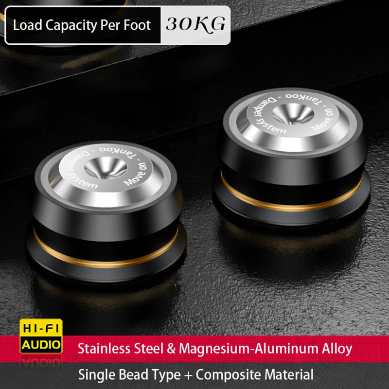 TanKoo HIFI Audio Speaker Amplifier DAC ​Stainless Steel Single-Bead Anti-shock Foot Feet Pad Isolation Stand Spikes