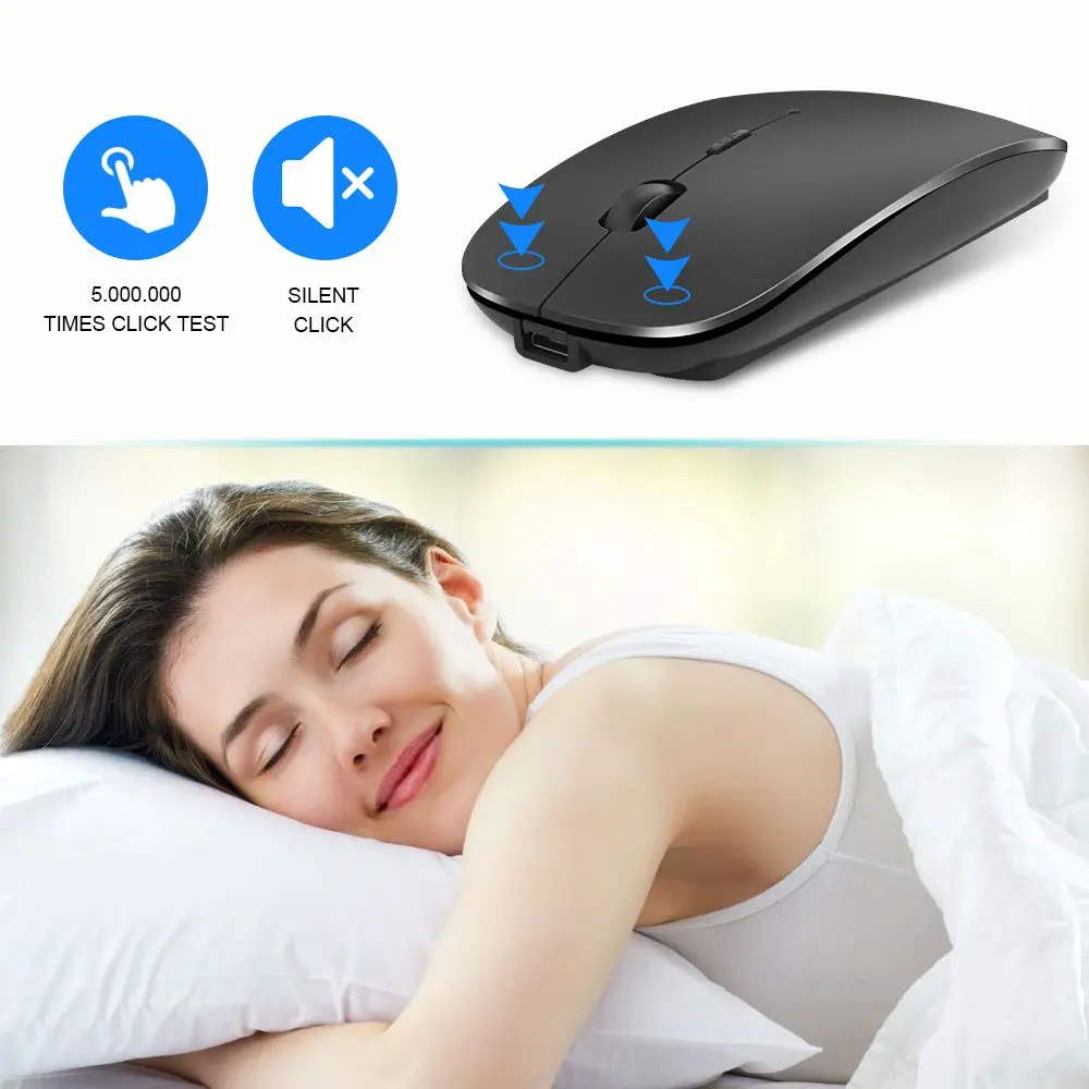 Mouse Nirkabel Isi Ulang Mode Ganda Ultra Tipis Bluetooth 2.4G Untuk Laptop Tablet