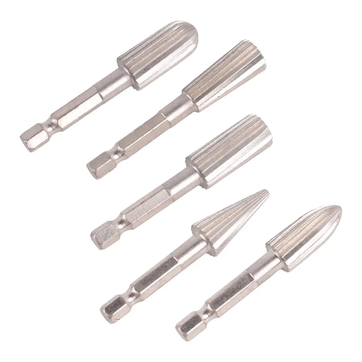 TOP RATED~Rotary File, 5pcs 1/4inch Hex Shank High Speed Steel Burrs Rotary Files Tools for Aluminum and Iron Hardware