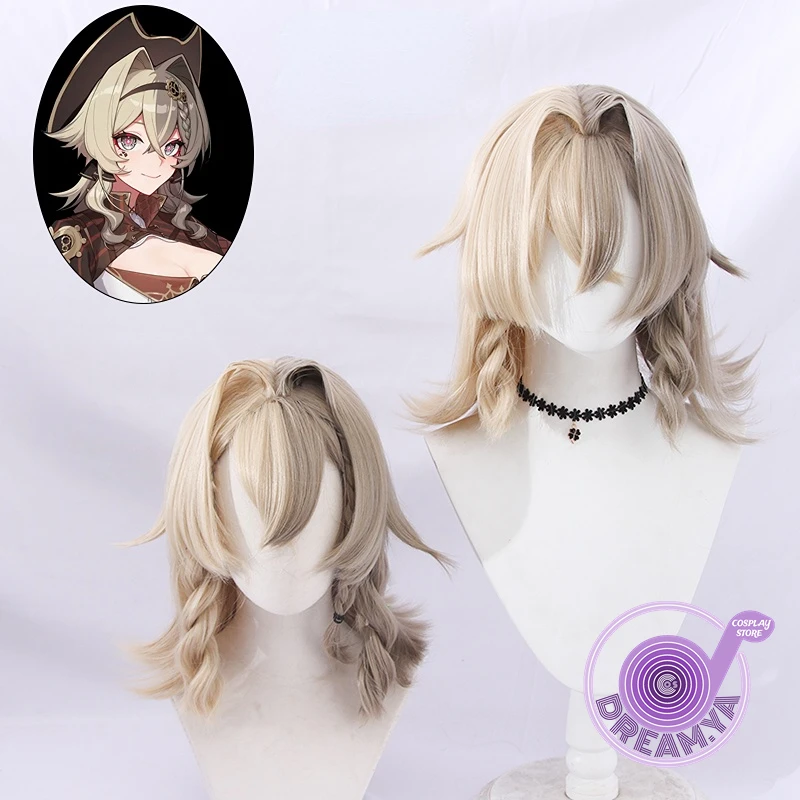 VILL-V Cosplay Wig Honkai Impact Mixed Color Short Heat Resistant Synthetic Hair Halloween Carnival Party Role Play + Wig Cap