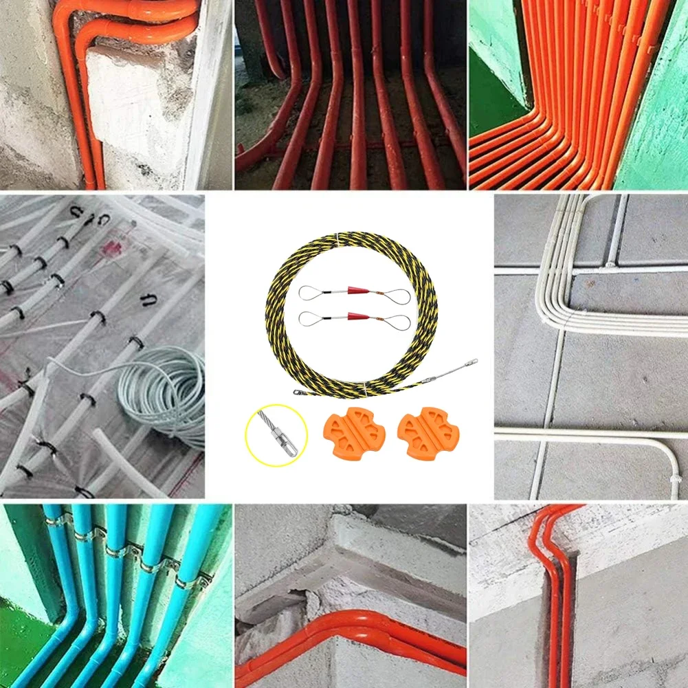 Fish Tape for Electrical Conduit Wiring with Three Strand Construction and Waterproof Handle Set 10M 20M 30M 50M Options