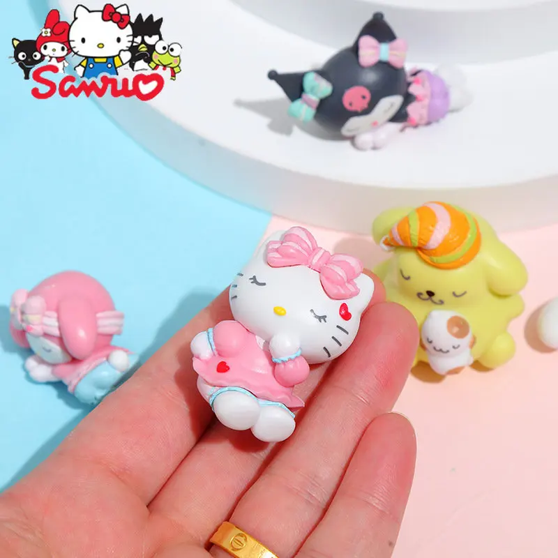 

Cartoon MINISO Melody Kuromi Hello Kitty Cinnamoroll Sleep Doll Cream Phone Case Diy Material Jewelry Resin Pendulum Accessories