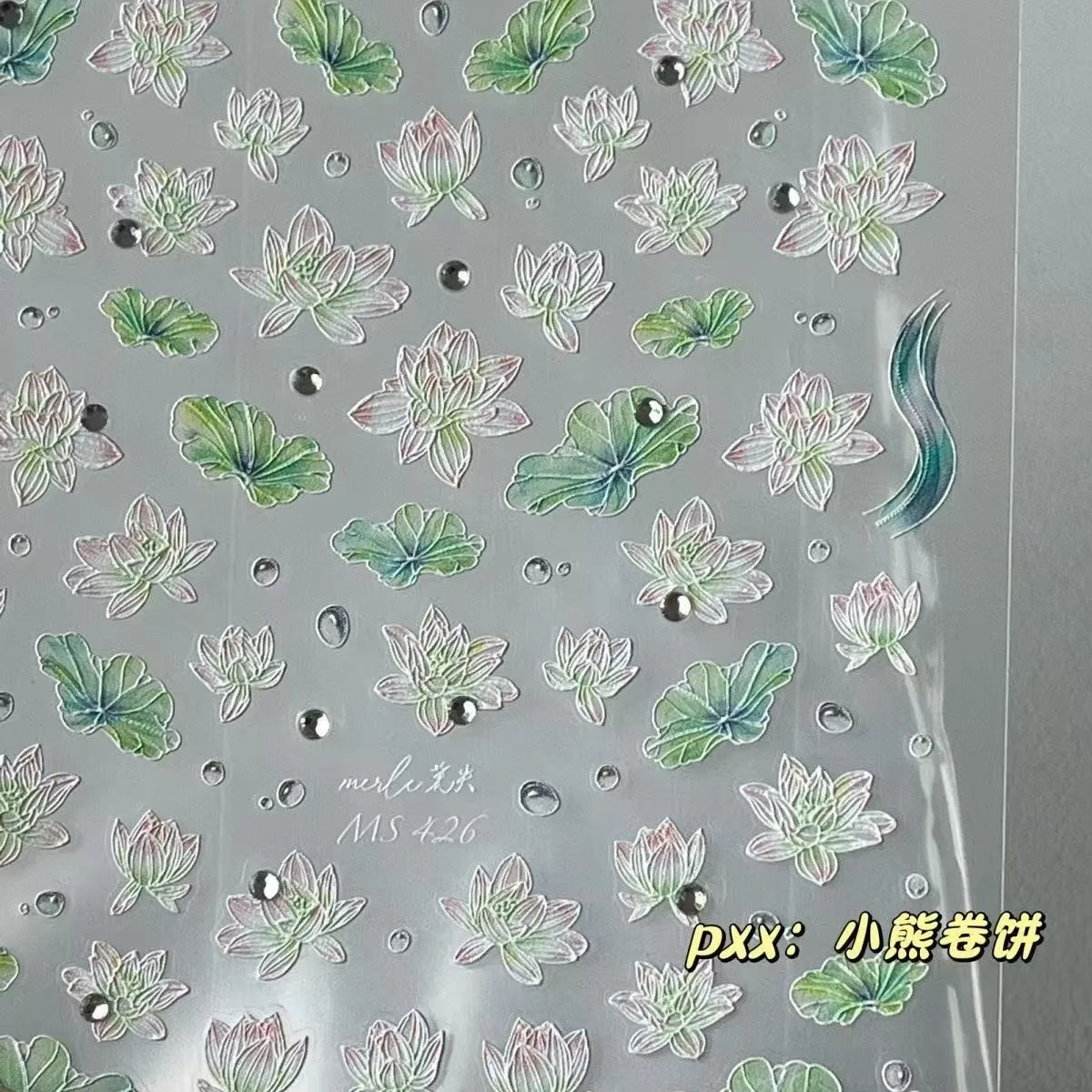 

Shell Luster Lotus Nail Stickers 3D Relief Crystal Diamond Waterproof Self Adhesive Decals for Manicure DIY Wholesale