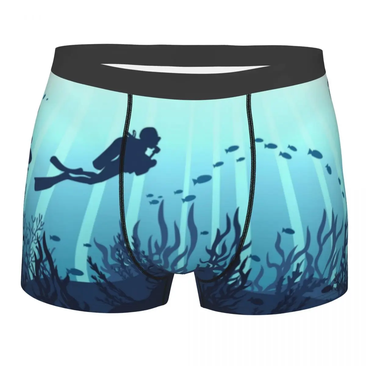 Custom Male Fashion Deep Sea Caveran Diver Men Underwear Dive Explore Boxer Briefs Stretch Shorts Panties Underpants