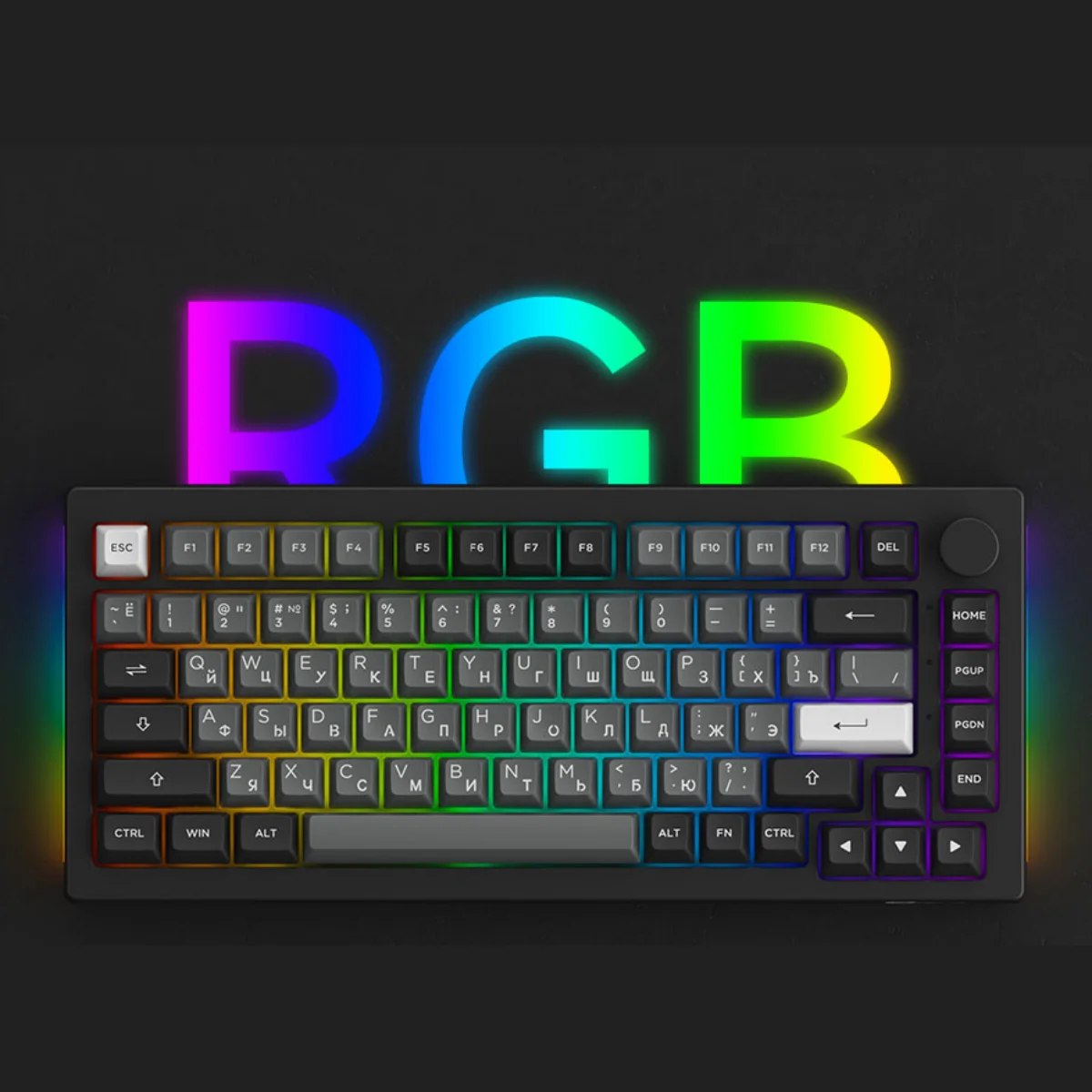 Akko 5075B Plus Mechanical Keyboard 75% Russian Black Silver ASA Profile Keycap RGB 2.4G&Blutooth Wireless/Wired Gaming Keyboard