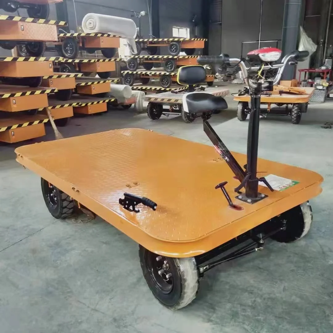 Wózek elektryczny czterokołowy do magazynu 800KG-1000KG Elektryczny transporter płaskowy Czterokołowy elektryczny wózek transportowy