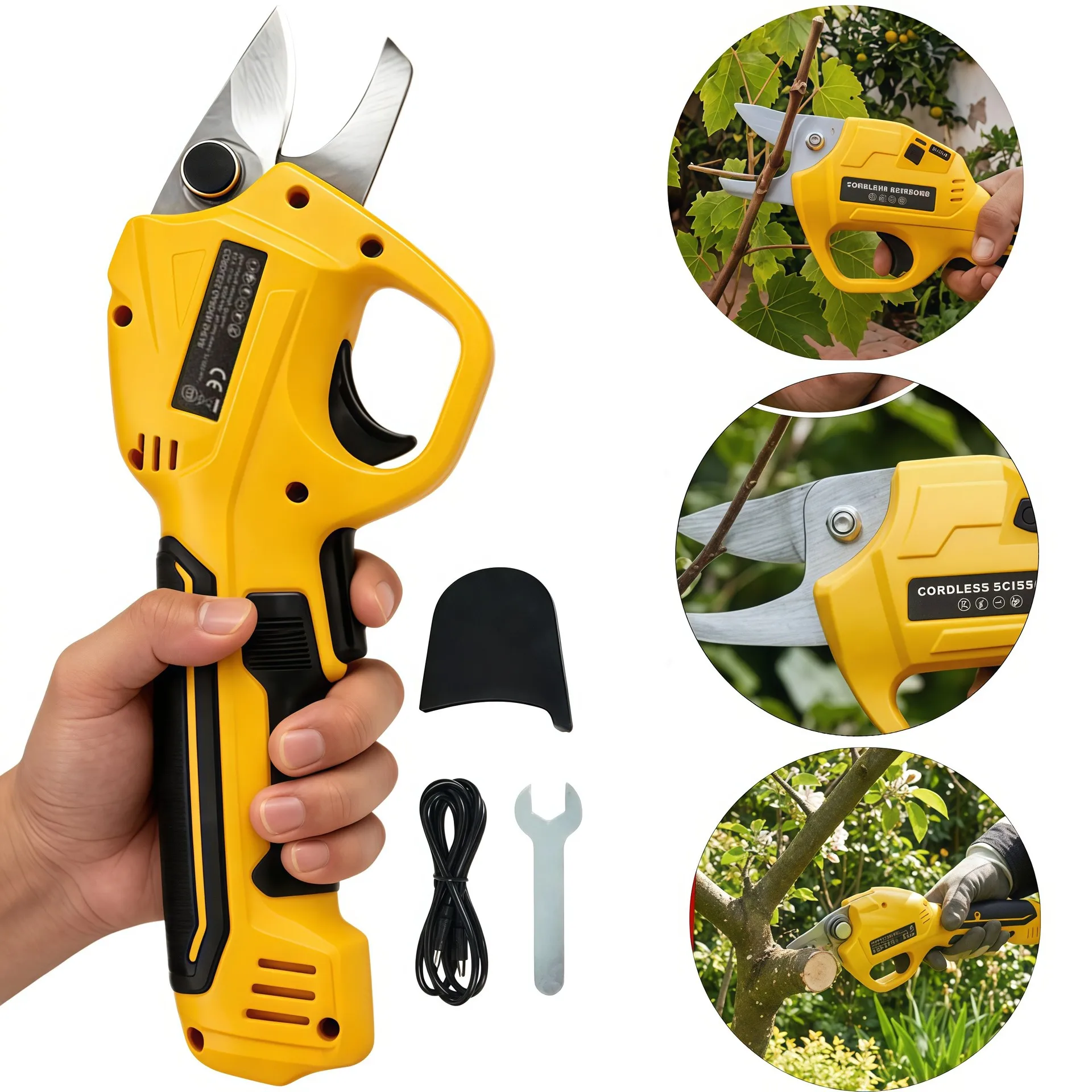 Handheld Rechargeable Electric Pruner Li‑ion Battery Heavy‑Duty Fruit Tree Branch Pruning Shears