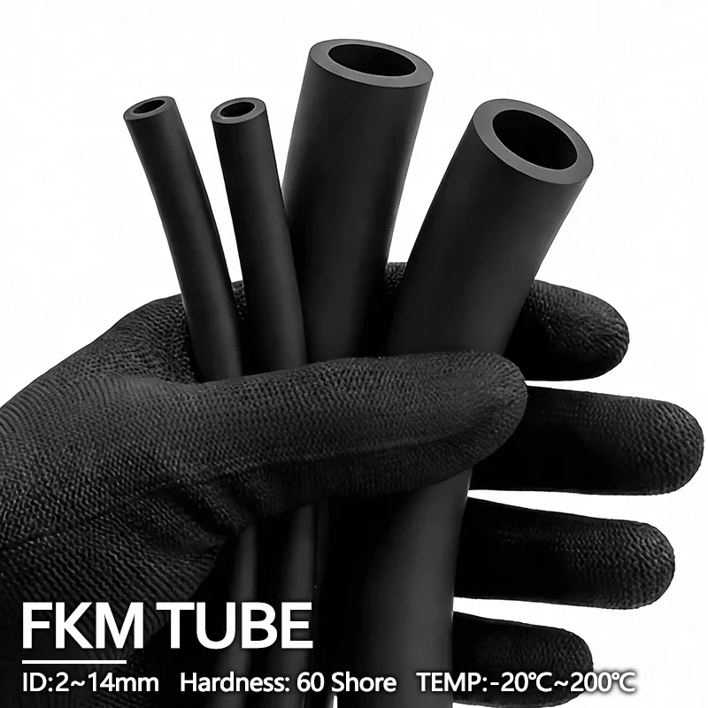 FKM Fluororubber Soft Tube Black Corrosion Resistant Hose Petrol Diesel Oil Delivery Pipe I.D. 2 4 6 8 10 12 14 16 18mm
