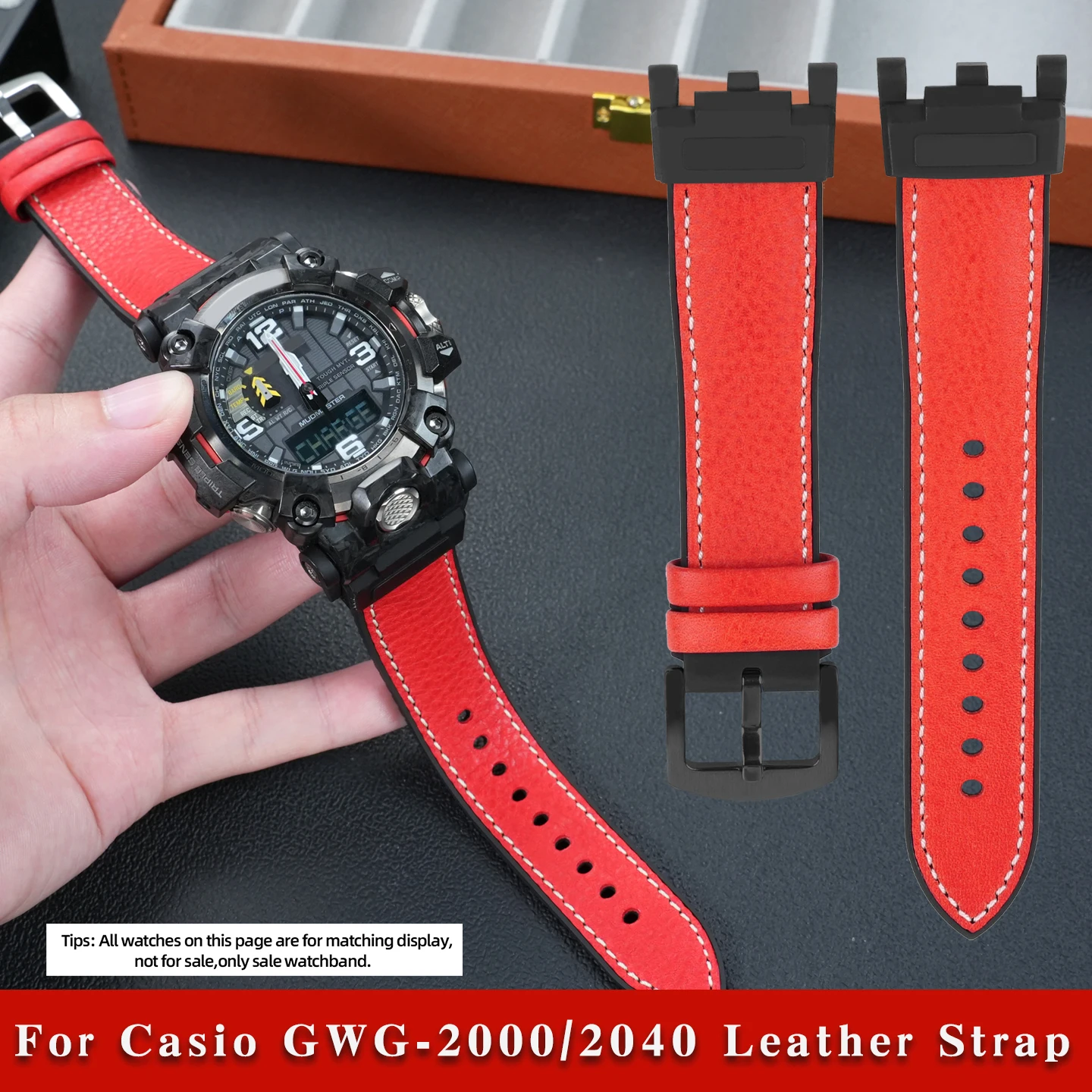 

For Casio G-shock MUDMASTER 2nd GWG-2040 GWG-2000 Cowhide Leather Watchband gwg2000 Modified Strap Waterproof Rubber Bottom Men