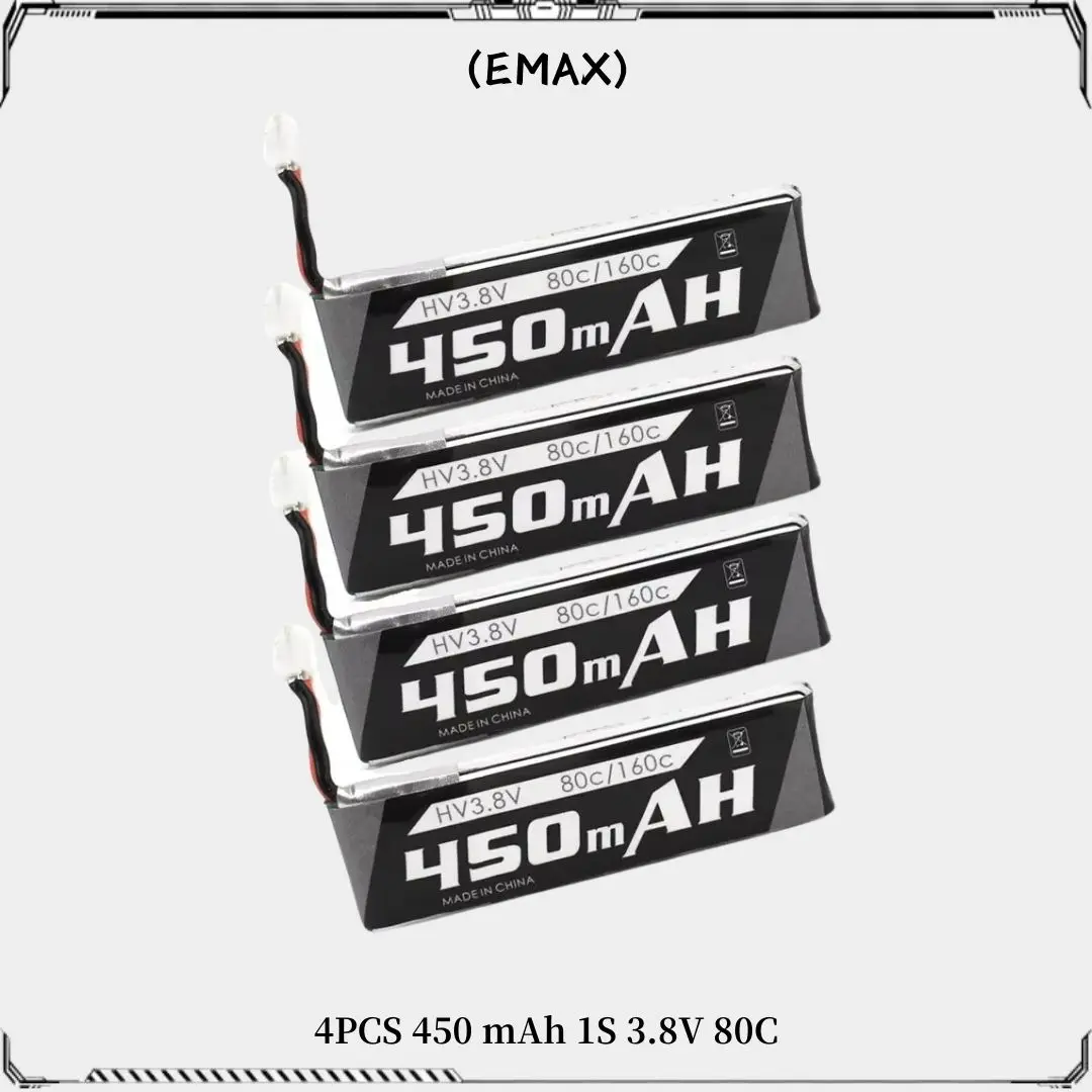 

4 шт. EMAX новый 450 мАч 1S 3,8 В 80C HV Lipo аккумулятор с разъемом PH2.0 для гоночного дрона Tinyhawk II Race Indoor FPV