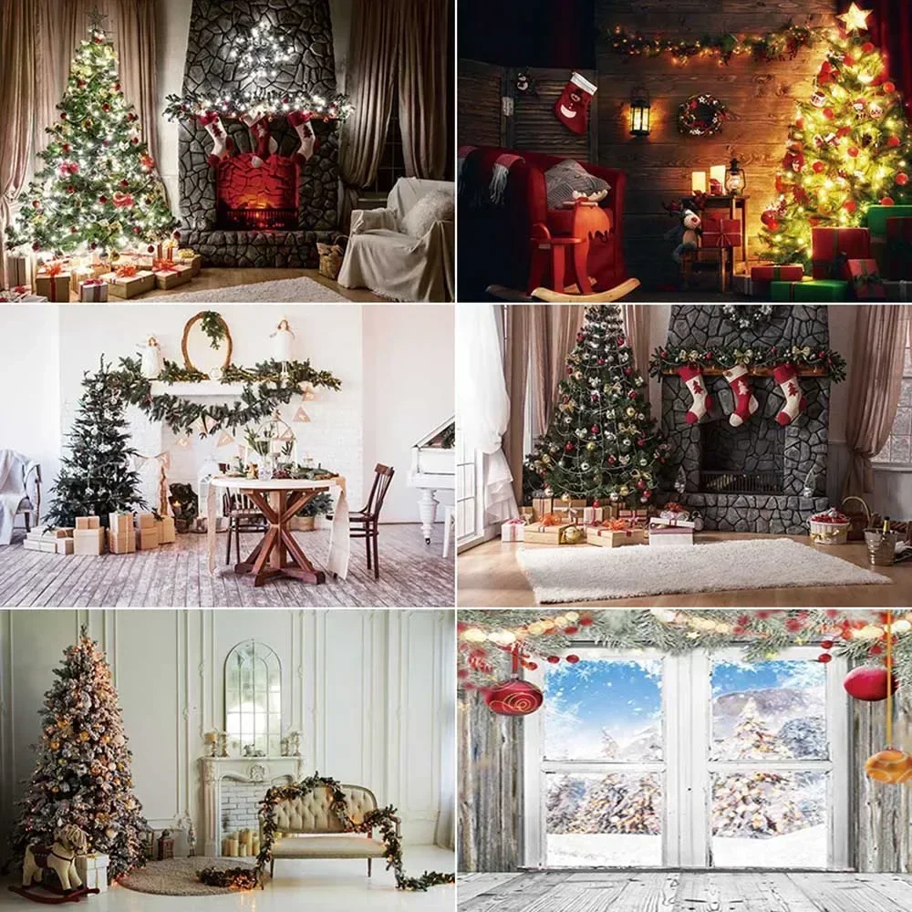 

MOON.QG Christmas Background Photography Home Decoration Fireplace Photozone Backdrop Baby Studio Photobooth Supplies