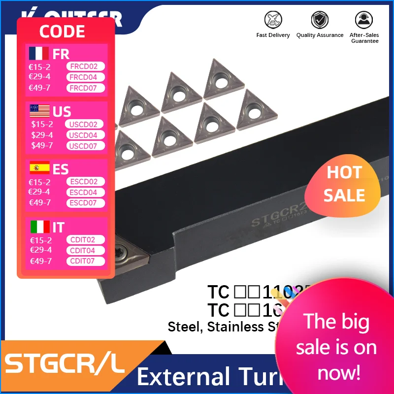 

1 шт. STGCR/L STGCR1212H11 STGCR1616H16 STGCR2525M16 инструменты для резки металла внешний держатель инструмента для TCMT11/16 карбидных вставок