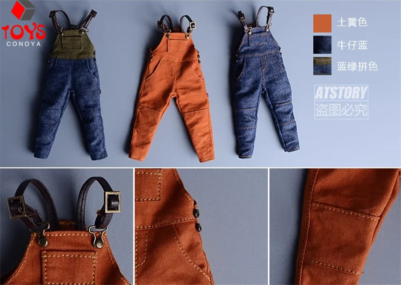 06FS020 Salopette senza maniche maschile in scala 1/12 Pagliaccetti Modello di vestiti Misura 6 "Maschio Solider Action Figure Body Dolls