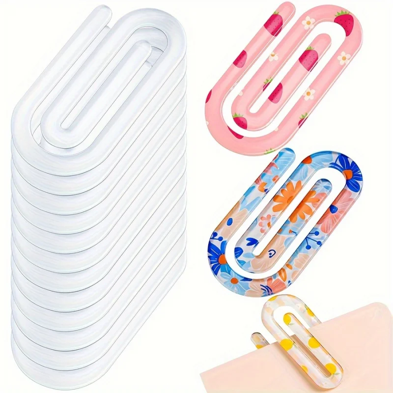 12pcs Jumbo Acrylic Paper Clips, Clear Sublimation Blanks for DIY Heat Transfer, Crafts, Gifts- Ideal for Home，Office,School Use