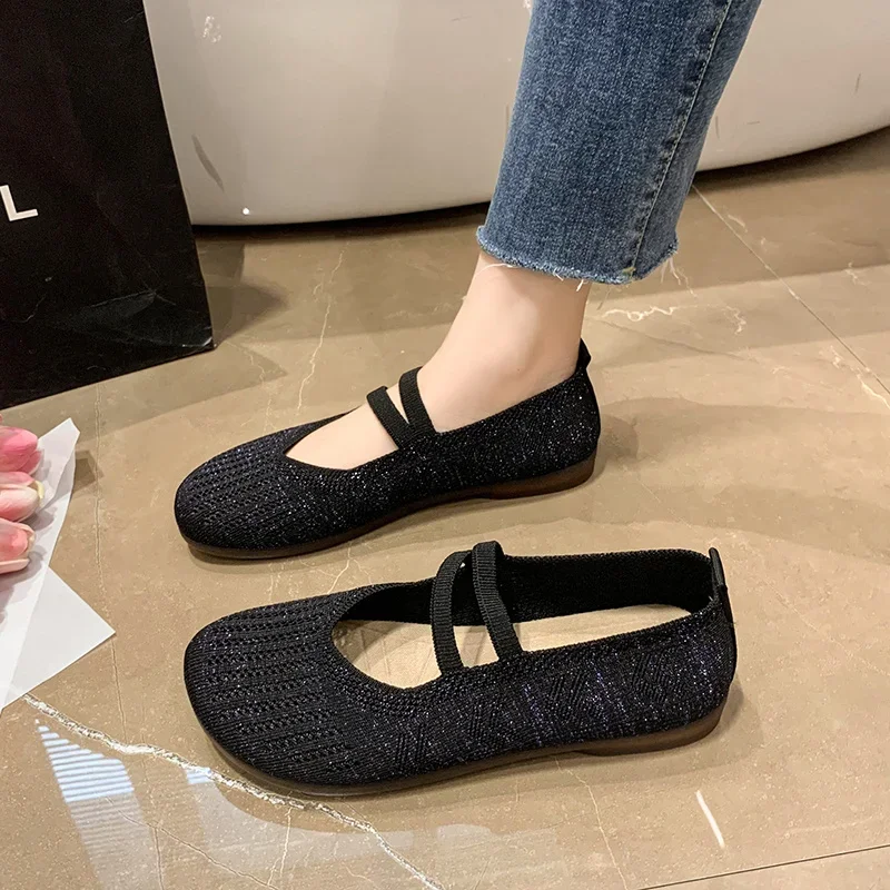 Nieuwe Dames Flats Casual Schoenen Mode Elasticiteit Riem Mesh Schoenen Dame Nieuwe Ronde Neus Plus Size Casual Platte Schoenen