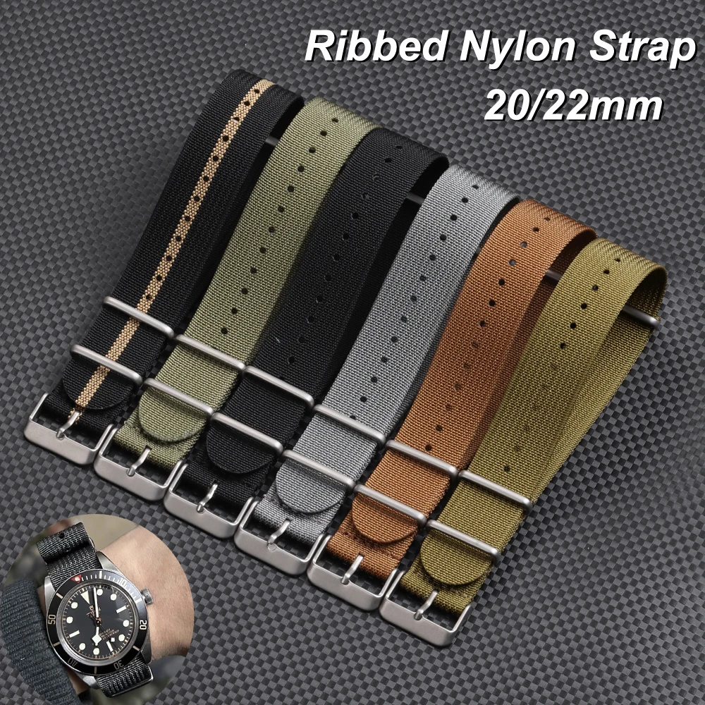 20mm 22mm Watchband High Quality Nylon Watch Strap Brown Green Black Band Military Casual Army Sport Bracelet Replacement Belt