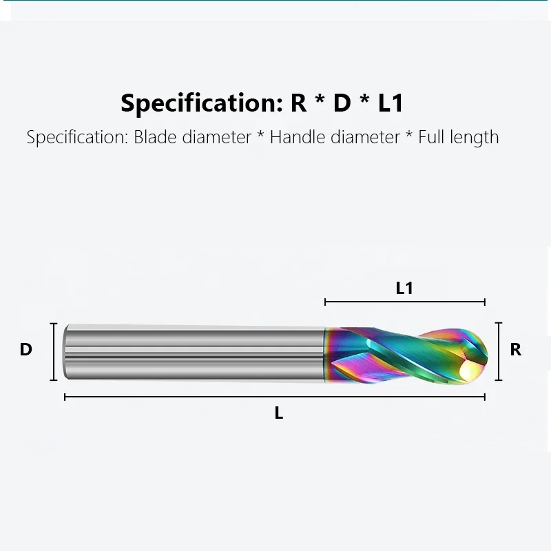 2 Flute Ball Nose End Mill Tungsten Carbide Cutter CNC Router Bit Milling Tool R0.5 R0.75 R1 R6 R4 R7 R8 Ball End Milling Cutter