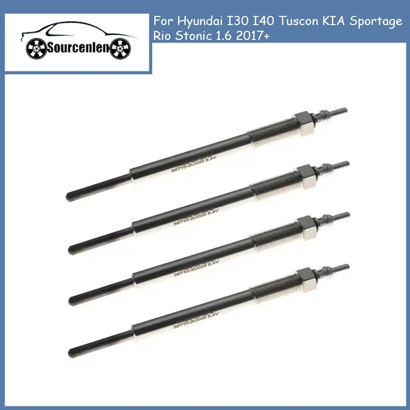 

4PCS Glow Plugs For Hyundai I30 I40 Tuscon KIA Sportage Rio Stonic 1.6 2017+ 36710-2U000 367102U000