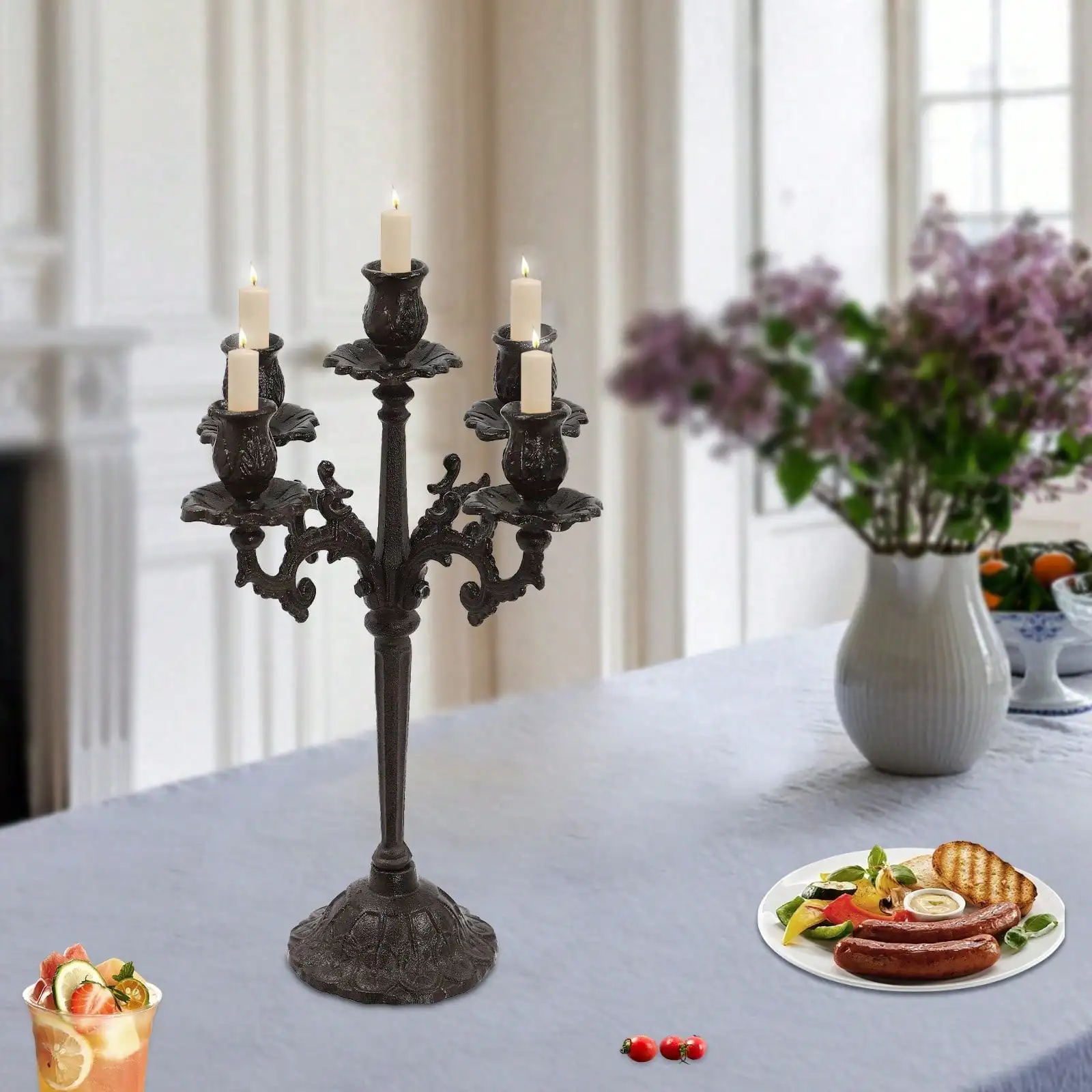 Arm Candelabra Brown Candle Holder Tall Vintage Elegant Wedding Decoration