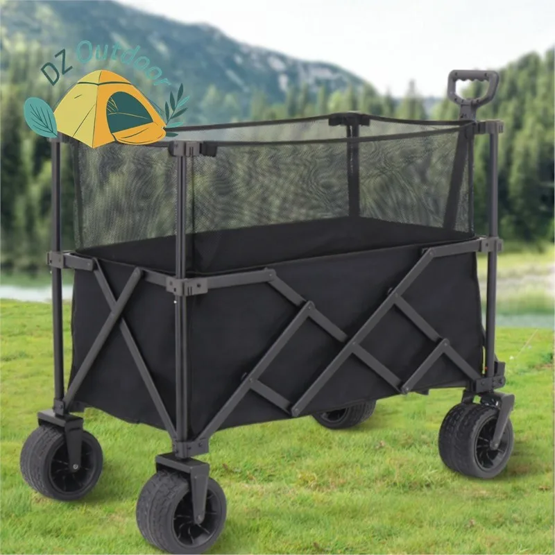 

DZ Outdoor Camping Cart Setting Up Stall Picnicking Gathering Camping Small Cart Foldable Cart Travel Portable Hand Pulling Cart