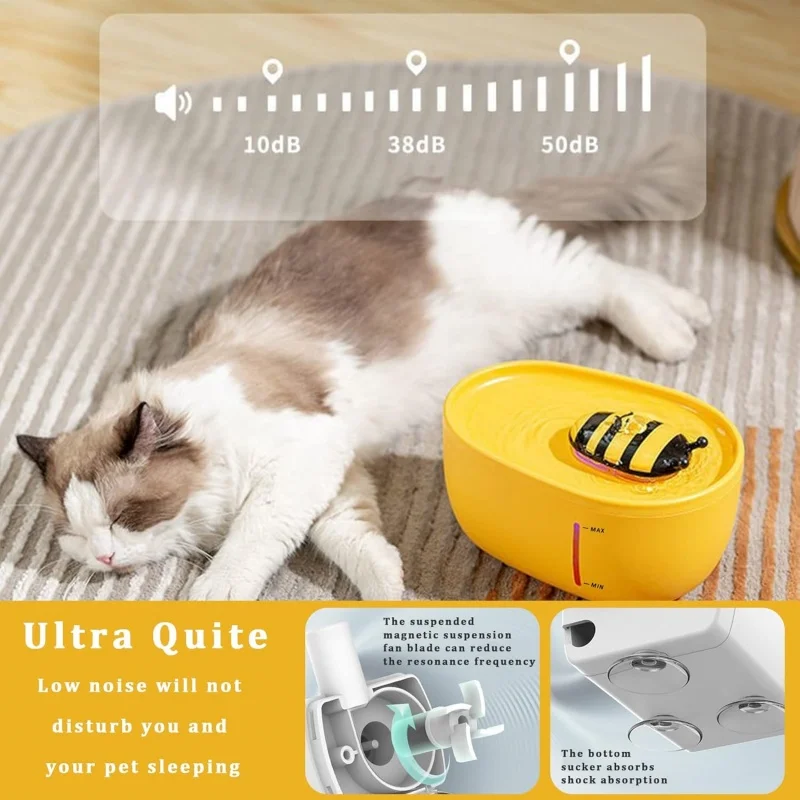 

68oz/2L Ultra Quiet Automatic Dog Cat Water Dispenser for Kitty Cats Inside , Water Shortage Alert Auto Shut-Off Drinking Fount