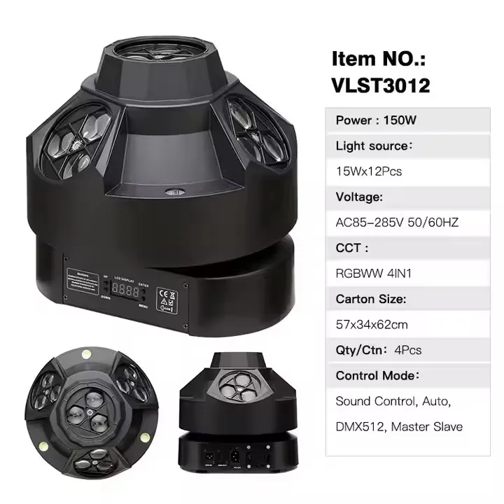 ضوء متحرك ليزر عين النحل الصغير لـ Dj Disco Night Club Bar RGBW 4 In1 LED عين النحل ضوء شعاع الرأس المتحرك