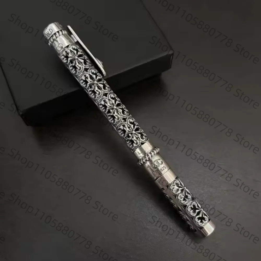 925 silver Ballpoint Pen Vintage and Elegant 925 Silver Hollow Carved, Business Signature Pen High Quality
