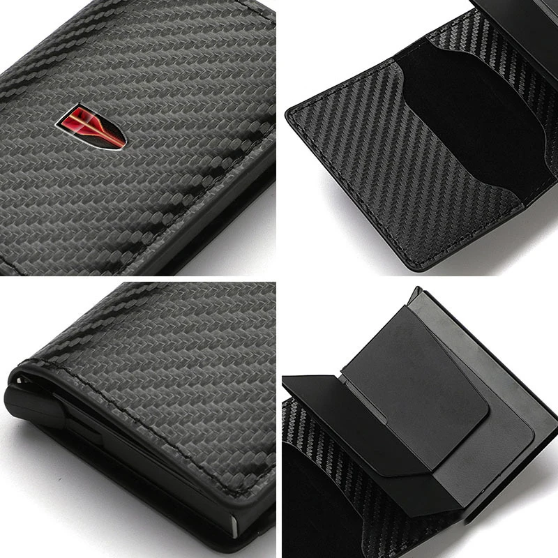 Carbon Fiber Credit Card Holder Car Logo Wallets Style Accessories For Hongqi H9 HS5 H5 H7 E-HS9 E115 HS7 LS7 2021 2022 2023