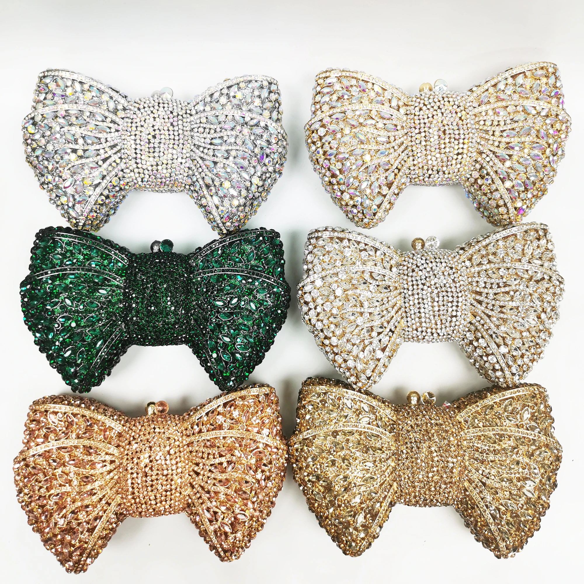 

Rhinestone Evening Clutches Bow-Shaped Lady Purple/Green Diamond Clutch Bag Designer Wedding Party Prom Handbag Minaudiere Purse