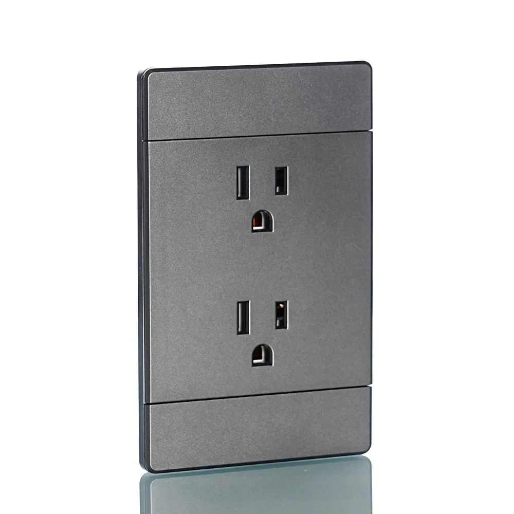 

Sleek Modern Designed South American Standard Double 3 Pole US Socket Decorative Acrylic Panel Reliable Home Sockets