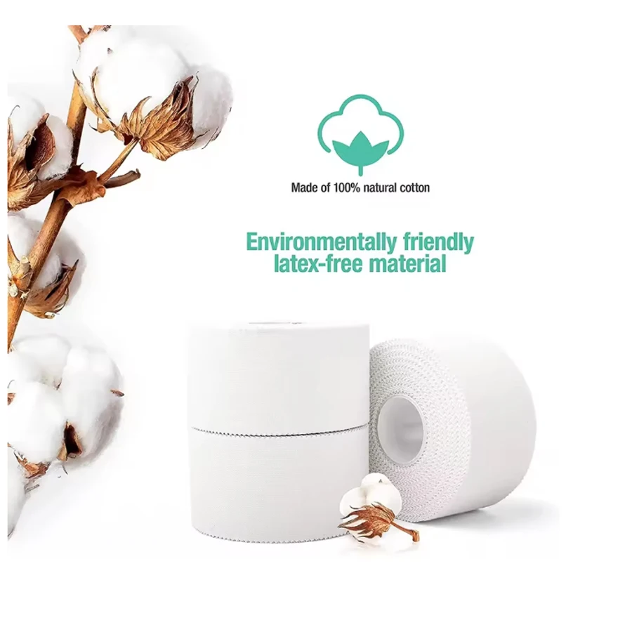 2.5/3.8/5cm 9.1Meters Sport Athletic Waterproof Cotton White Boxing Adhesive Tape Strain Injury Support Sport Binding Bandage