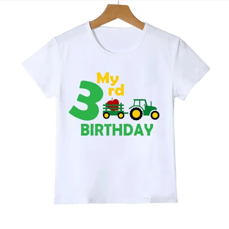 Children Summer My 2-6 Birthday Gift T Shirt Tractor Apple NewT-Shirt Kids Clothes Boys Girls  Short Sleeve T-Shirts Harajuku To