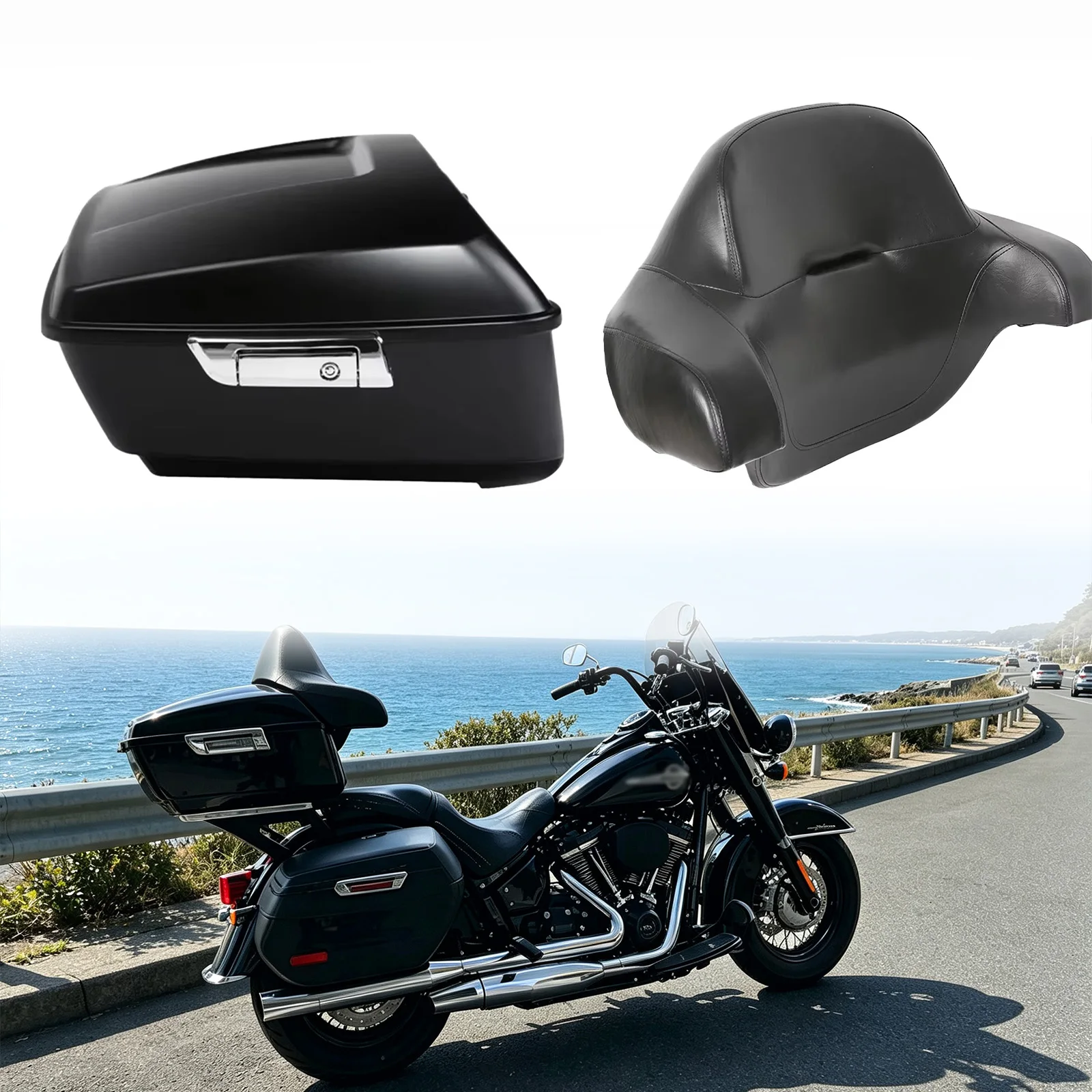 Motorcycle Waterproof ABS King Tour Pak Pack Tail Top Case Box For Harley 2014-Later Road King Street Glide CVO FLTR FLHX FLHT