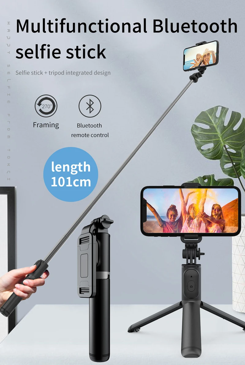 Mobile Phone Selfie Stick Q01 Bluetooth Remote Control Self-timer Integrated Tripod Portable Desktop Stand