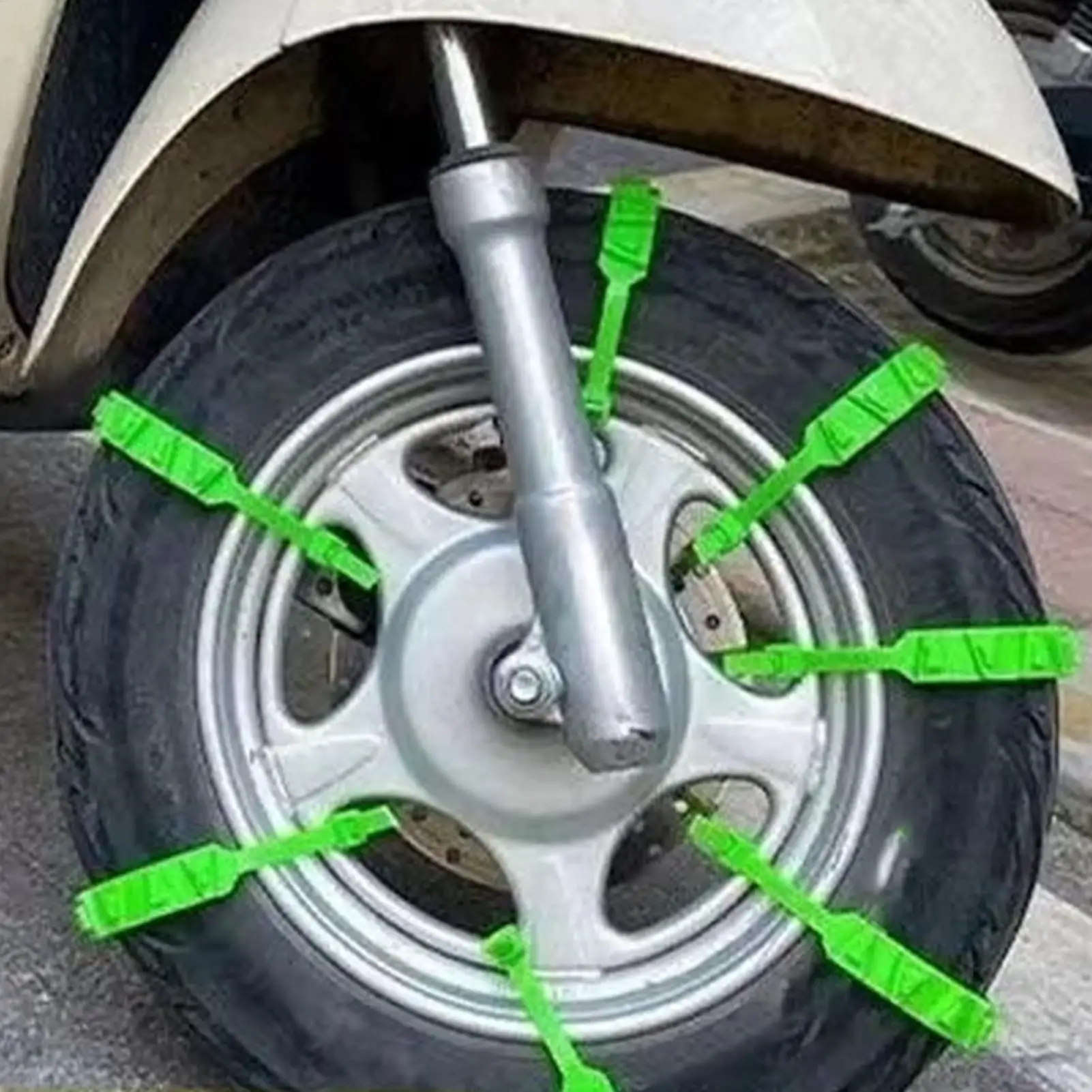 Motorrad-Schneeketten 10 Stück Rutschfeste Winter-Sicherheits-Notfall-Reifen-Schneeketten Universelle Roller-Motorrad-Winterreifen-Riemen