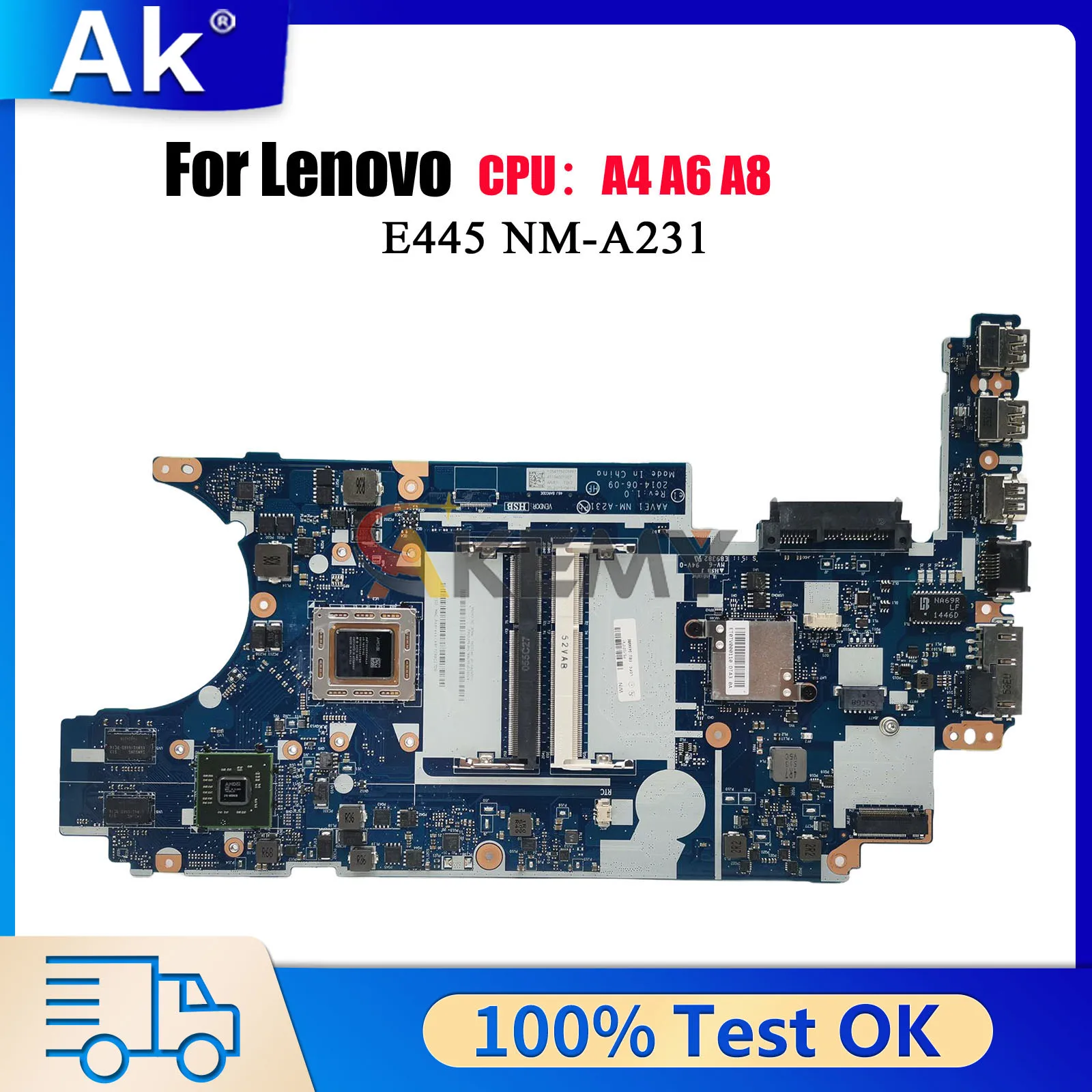

NM-A231 для Lenovo ThinkPad E455 с процессором A6 A8 A10, материнская плата для ноутбука DDR3, 100% протестировано, ОК