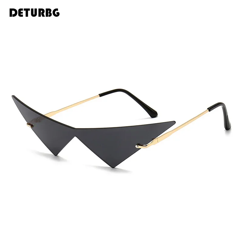 Fashion Rimless Triangle Sunglasses Catwalk Women's Luxury Funny Sun Glasses Shades for Women UV400 2024 Brand Designer SG040