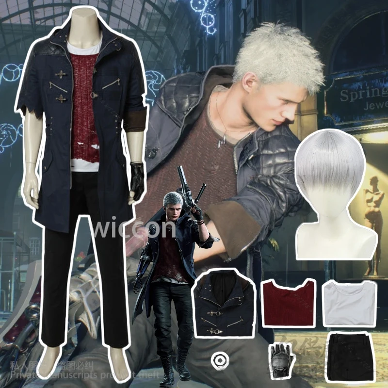 

Nero Cosplay Game DMC Anime Costume Desert Punk Coat Battle Uniform Red Shirt Pants Y2K Suit Demon Halloween Christmas Party Cos