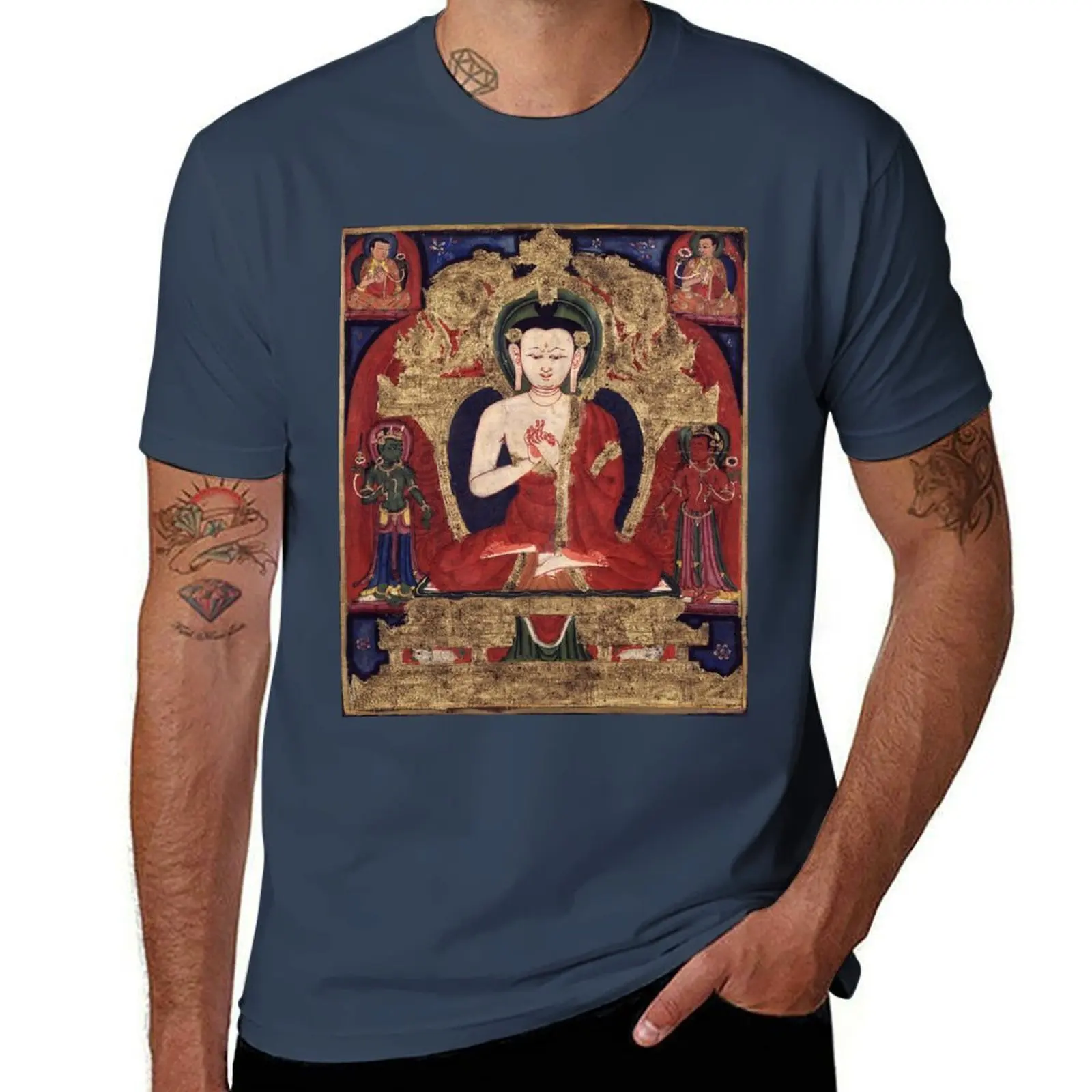 

Mandala 175 Vairocana Buddha Gold Thangka T-Shirt man t shirt designer man t shirts cotton T-Shirt