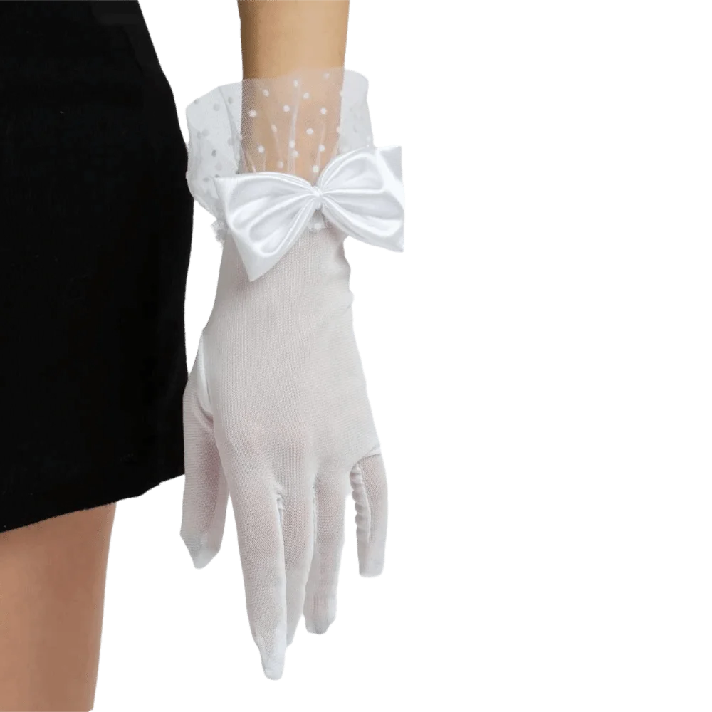 

Ретро-перчатки из черного кружева с белым горошком, свадебные перчатки для невесты, винтажные сетчатые длинные перчатки-митенки, аксессуары для платья