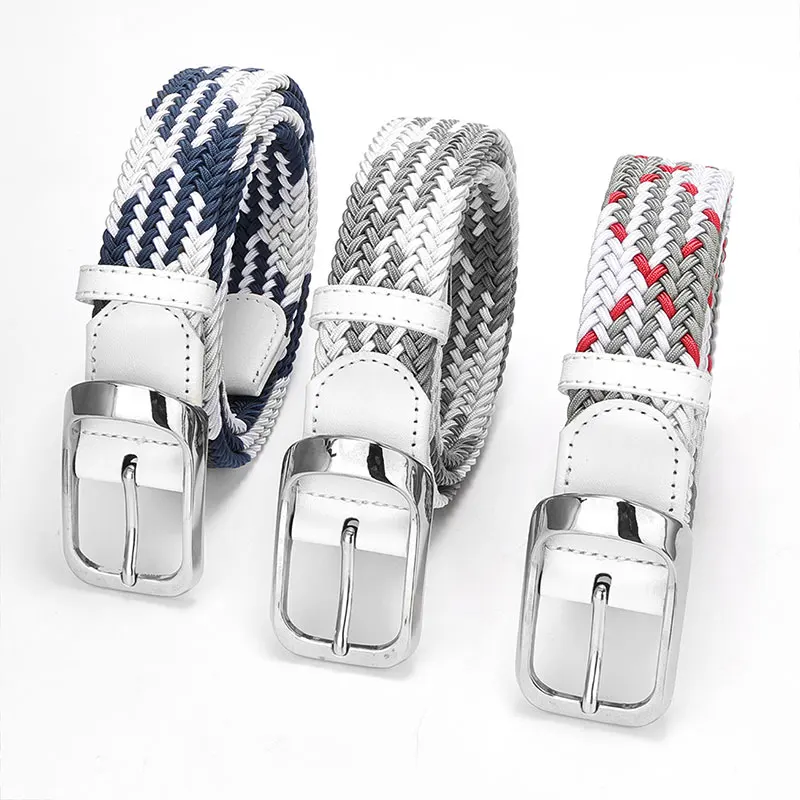 Fashionable Braided Belt Stretch Belt for Men and Women Multicolored Woven Golf Belt Elastic Jean Belt 