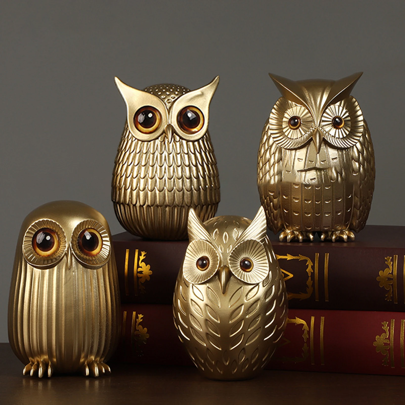 Resin Owl Ornament Nordic Style Owls Sculpture Artistic Owl Statue Modern Shelf Decor Resin Owl Figurine Home Decoration