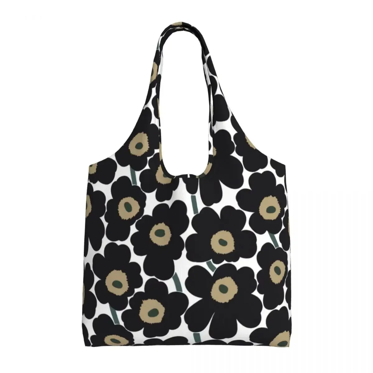 Custom Little Poppy Print Canvas Shopping Bag Women Durable Large Capacity Grocery Modern Style Shopper Tote Bags Handbags