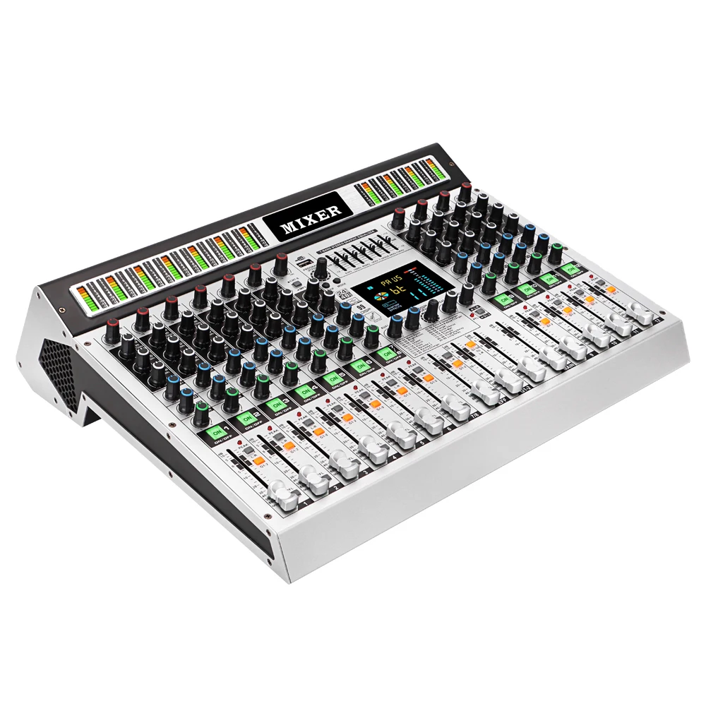 MX12 12-Kanal-Mixer Professionelles Audiomischung 99 DSP digitale Effekte Audiokonsolenmixer DJ Audio-Mischkonsole für Audiobühne