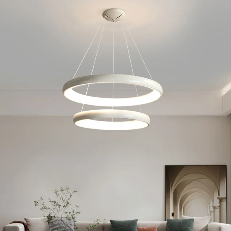 

Modern Circular Led Chandelier for Dining Room Bedroom Corridor Kitchen Black White Remote Control Interior Decoration