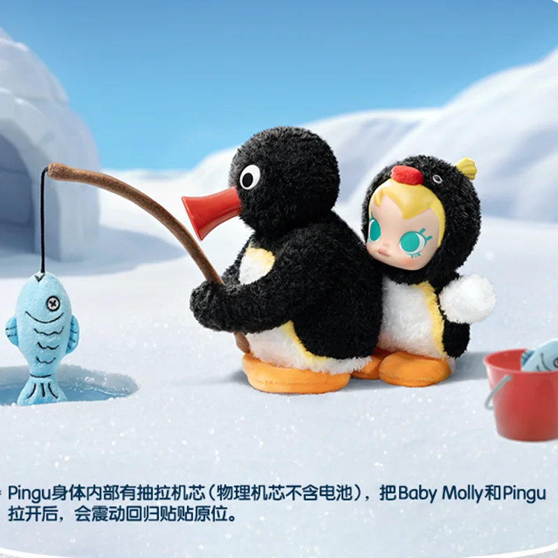 Genuine Baby Molly × Pingu Happy Fishing Series Blind Box Action Figures Vinyl Doll Pendant  Cute Doll Model Toys Surprise Gift