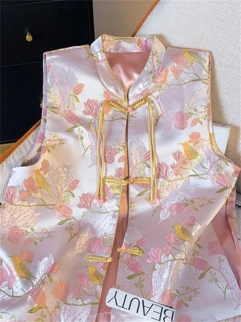 Spring and Autumn New Chinese style Buckle Tassel Vest Female High-quality Temperament Light National Wind Cheongsam Vest Jacket